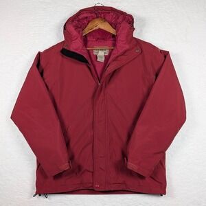 LL Bean Jacket Mens Medium Red Gore-Tex PrimaLoft Hooded Insulated Ski Parka
